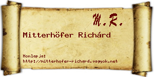 Mitterhöfer Richárd névjegykártya